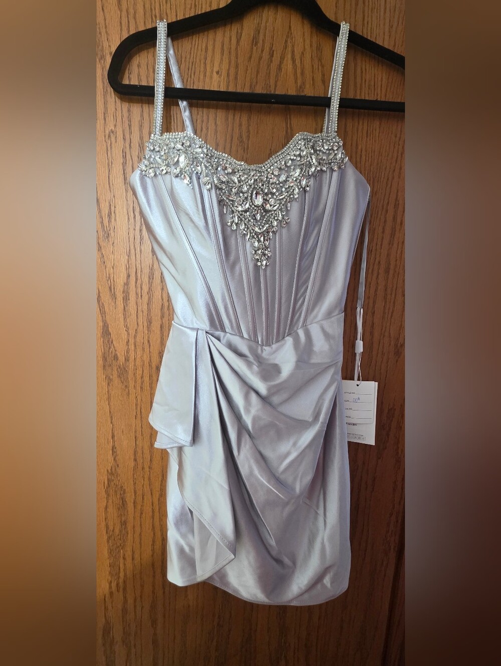 Silver Beaded Spaghetti-Strap Dress